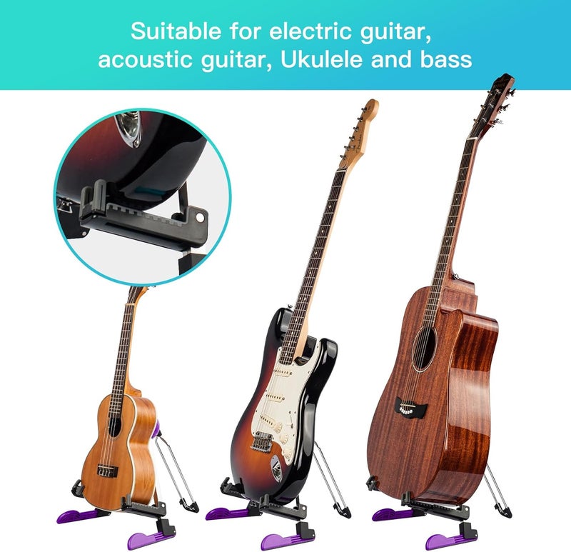 Guitto Guitar Stand - Electric and Acoustic, Floor Standing Holder for Guitars, Bass, Banjo, Cello - Portable, Foldable, and Small A-Frame Design GGS-03 - Image 5